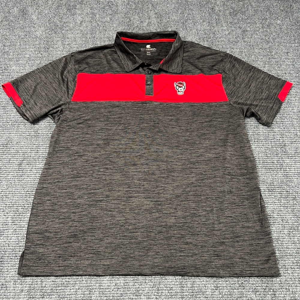 Colosseum NC State Wolfpack Mens 3XL Polo Shirt Grey Red Tuffy Logo